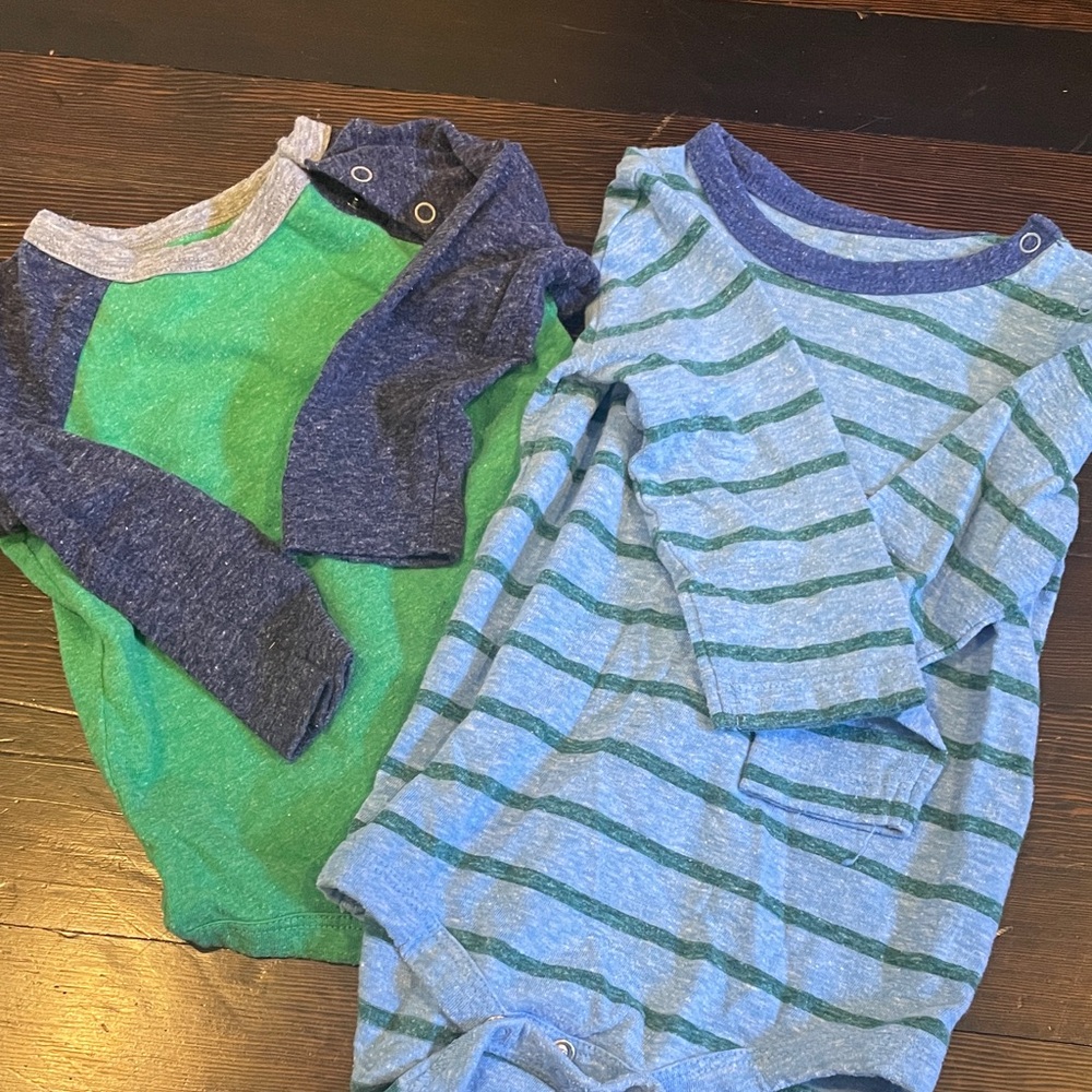 Primary Green and Blue Long Sleeve Bodysuits